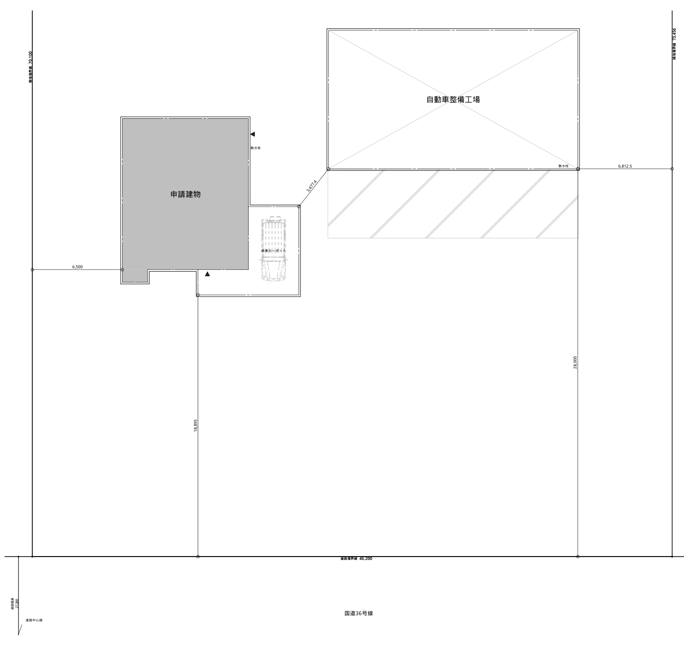 事務所と工場の全体配置図